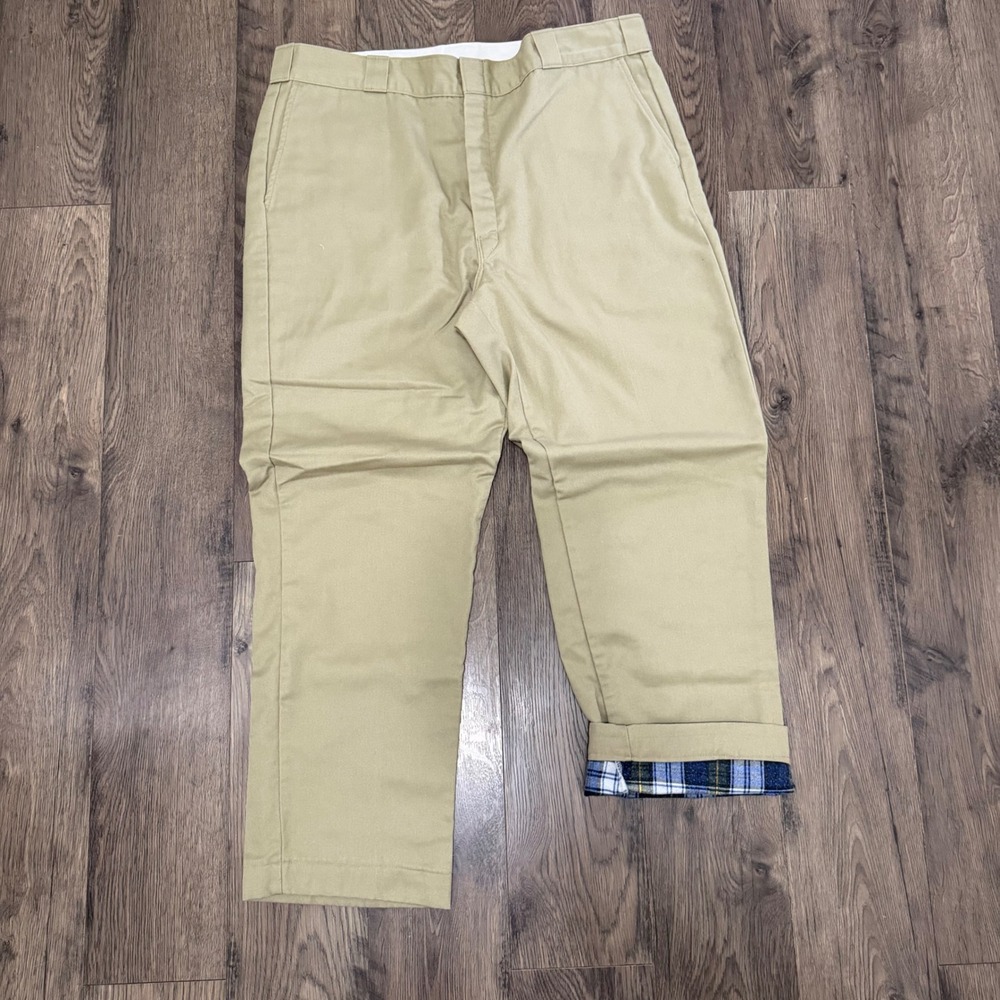 Dickies Mens 874KH Flannel Lined Khaki Work Pants Plaid Insulated 40x32 Khaki